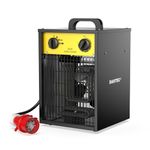 DAHTEC 5000W Enhanced Electric Fan Heater - Steel Casing - Industrial Portable Heaters - Thermostat & Overheat Protection - Ideal for Construction Site, Garage, Greenhouse