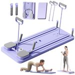 GDSHGS Pilates Reformer Board Set Automatic Rebound Ab Roller Board Foldable Abdominal Board Exercise Machine for Home with Elbow Support and Resistance Bands