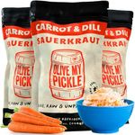 Olive My Pickle Fermented Sauerkraut - 48 Ounces | 3-Pack Bundle of Probiotic Carrot and Dill Sauerkraut with Natural Probiotics for Gut Health - Great for Sandwiches, Salads, Asian Dishes, and Meat