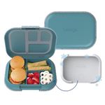 Bentgo® Kids Chill Lunch Box - Confetti Designed Leak-Proof Bento Box & Removable Ice Pack - 4 Compartments, Microwave & Dishwasher Safe, Patented, 2-Year Warranty (Confetti Edition - Truly Teal)