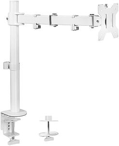 VIVO White Single 13 to 27 inch LCD Monitor Desk Mount Stand, Fully Adjustable, Tilt, Articulating | Holds 1 Screen with VESA up to 100x100mm (STAND-V001W)