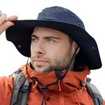 Comhats Large Sun Hat Men L - XL, Wide Brim UV Safari Bonnie Hats for Summer Outdoor Hiking Fishing Walking, Waterproof & Windproof Navy 60-63cm