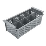 Olympia Kristallon Cutlery Basket, Grey, 8 Compartment, Size: 130(H) x 210(W) x 425(D)mm, Dishwasher Safe, Culery Drying Rack, P174