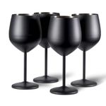 Oak & Steel - Elegant Large Wine Glasses, 550ml - Unbreakable Glass Gift Set for Home Bar, Wedding, Anniversary, Birthday Party (Black Matte, 4 Pack)