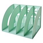 Marte Vanci Magazine File Holder Plastic Desk Storage Organizer Shelf Magazine Rack Vertical File Folder Holder for Paper Magazine Documents and Books (Light Green 4 Sections)