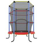 Ultrasport Kids Indoor Trampoline Jumper 140 cm, fun and fitness trampoline for kids aged 3 years and up, for use as an indoor trampoline, incredibly safe with a net and edge cover, Red/Blue