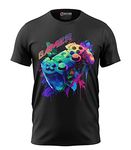 Print My Fashion Boys T-Shirt Gaming Controller (Black_11-12 Years)