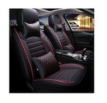 Hi Art Leatherette Custom Fit Front and Rear Car Seat Covers Compatible with Hyundai Aura, (Black/Red)