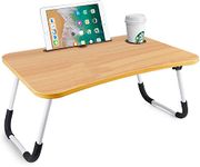 GROSSē Laptop Bed Table Lap Standing Desk for Bed and Sofa Breakfast Bed Tray Laptop Lap Desk Folding Coffee Tray Notebook Stand Reading Holder for Couch Floor Kids(60 x 40 cm) (Brown)