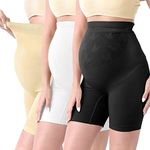 SUNNYBUY 3 Pack Women Maternity Shapewear for Dresses Seamless Mid-Thigh Pregnancy Shapewear Support-BlackNudeWhite-XL