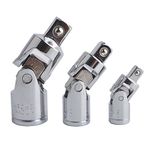 Gunpla 3 Pieces Impact Universal Joint Socket Set Swivel Drive Adapter Reducer CR-V Steel Silver Chrome Finish 1/4" 3/8" 1/2" (6.3mm/10mm/12.5mm)