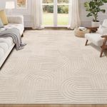 Enyhom Rugs Living Room 160 x 230 cm, Beige Fluffy Area Rugs for Bedroom Washable Anti Slip Modern Floor Carpets Mat Non Shedding Thick Pile Beside Rugs for Dining Room Kitchen Office