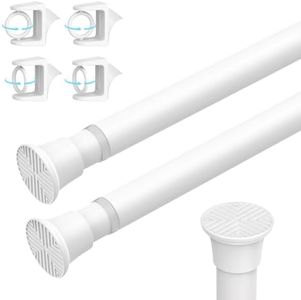 2PCS Spring Tension Curtain Rods 23 to 48 Inch White Tension Rod Spring Curtain Rod Short Curtain Rod Tension Small Curtain Rods for Window, (With Two Set Rod Holder)