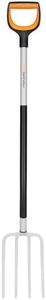 Fiskars Fourche à bêcher pour sols durs et pierreux, Avec 4 dents, Longueur : 120 cm, Dents en acier de qualité/manche en plastique renforcé de fibres de verre, Noir/Orange, Xact, L, 1070716
