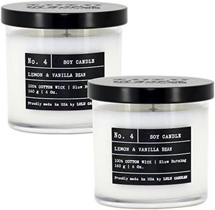Lulu Candles | Lemon & Vanilla Bean | Luxury Scented Soy Jar Candle | Hand Poured in The USA | Highly Scented & Long Lasting (6 Oz. 2 Pack)