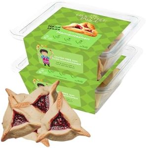 Gluten Free Palace Handmade Hamentaschen Cookies - Raspberry and Apricot Jam Filled Purim Shortbread Cookies - Gluten Free Kosher Mishloach Manot Gift Baskets - 2 Pack