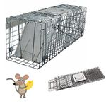 24inch Live Animal Cage Trap Catch and Release Spring Loaded One-Door Collapsible Humane Rodent Cage for Rabbits, Stray Cat, Squirrel, Raccoon, Mole, Gopher, Opossum, Skunk, Groundhog