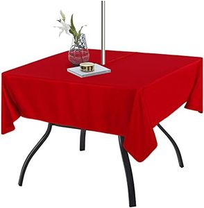 Fitable Table Cover Outdoor and Indoor Tablecloth - Washable Waterproof Wrinkle Free Table Cloth with Zipper and Umbrella Hole for Spring/Summer/Party/Picnic/BBQS/Patio Red 54 x 54 inch