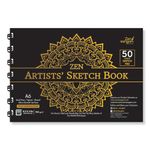 Zen Sangam Artists’ - A6 Spiral Sketchpad Drawing Notebook - 150 GSM - Ultra Smooth Surface - 50 Sheets (100 Pages) - Size (14.8x10.5cm) - Wiro Sketchbook