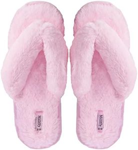 Millffy girls fluffy flip flop slippers indoor outdoor for summer ladies bedroom slippers (Women US 7-8, Pink)