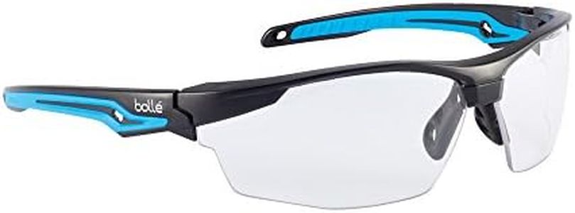 Bolle Safety 40301, Tryon Safety Glasses Platinum, Black/Blue Frame, Clear Lenses