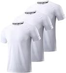 Boyzn Men's 3 Pack Workout Running Shirts, Dry Fit Moisture Wicking T-Shirts, Sports Gym Athletic Short Sleeve T Shirts for Men White-3P13-M