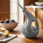 Decor & More - Ceramic Oil Dispenser 500 ML | Oil Container for Kitchen Decor | Oil Dispenser with Adjustable Removal Steel Lid for kitchen storage | Grey set of 1