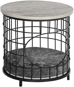 PawHut Mesa Auxiliar Cama para Gatos con 1 Orificio Estante Superior Cojín Desmontable y Lavable Marco de Acero para Salón Dormitorio 40x40x40 cm Negro y Gris