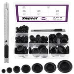 Swpeet 180Pcs 7 Common Sizes Closed Rubber Grommet Assortment Kit, Closed Fire-Wall Solid Hole Plug for Wire Electrical Appliance Plumbing Auto Car Wire Cable