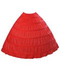 BEAUTELICATE Petticoat Underskirt Crinoline With 6 Hoops Floor-length Half Slip For Big Full Ball Gown Wedding Dress Cosplay Halloween Costume One Size, Red