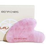 Rena Chris Gua Sha Facial Tools, Natural Rose Quartz Gua Sha Stone, Guasha Tool Face for Jawline Sculpting and Puffiness Reducing, Gua Sha Massage Tool, Skin Care Gift (Pink)