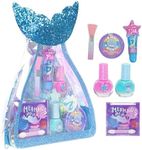 Townley Girl Mermaid Makeup Set for Kids | Makeup Kit Includes Lip Gloss, Nail Polish, a Mermaid Tail Bag & More | Birthday Gifts for Ages 3 & above