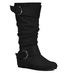 RF ROOM OF FASHION Dublin-01 Women's Wide Calf Wide Width Knee High Boots w Pocket - Plus Size Friendly, Black Wide Calf, 6 Wide