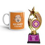 Family Shoping Fathers Day Gift Best Grandpa in The World Coffee Mug with Trophy Set of 2