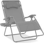 Best Choice Products Oversized Zero Gravity Chair, Folding Outdoor Patio Lounge Recliner w/Cup Holder Accessory Tray, Pillow - Dove Gray