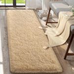 AROGAN Shag 2x6 Runner Rug for Bedroom, Washable Rugs Runners with Memory Foam for Hallways, Entryway Indoor Fluffy Throw Rug for Beside Living Room Kids Girls Nursery Dorm Room Decor, Beige