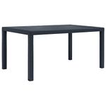 vidaXL Anthracite Garden Table - Rectangular Outdoor Dining Table with Rattan Look Design - Weather Resistant, Plastic, Easy to Clean, 150x90x72 cm
