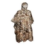 AUSCAMOTEK Camouflage Rain Poncho Hooded Waterproof Camo Raincoat with Blind Pattern for Hunting Hiking Camping Fishing, Wetland, One Size