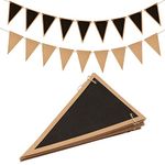 GCQQ Beauty Chalkboard Bunting, 16Ft No DIY Black and Kraft Card Bunting, 25Pcs Paper Pennant Flags Bunting, Make Your Own Banner for Nursery, Classrom, Wedding and Birthday Party Decoration