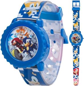 Accutime Sonic The Hedgehog - Kids, Quartz Movement - LCD Display Watch Dial Flashing LED Lights, Blue Buckle Strap Band for Children