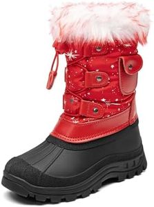 DREAM PAIRS Boys Girls Snow Boots Water-Resistant Outdoor Warm Cozy Anti-Slip Mid Calf Faux Fur Lining Insulated Winter Shoes for Little/Big Kids,Size 9 Toddler,Red/Black,KSNOW