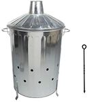 CrazyGadget® 90 Litre 90L Extra Large Galvanised Metal Incinerator Fire Burning Bin with Special Locking Lid + Free Ash Poker