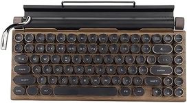 Retro Typewriter Keyboard with Notebook and Phone Holder, Wireless Bluetooth Keyboard with Round Keycap, Adjustable Light and Brightness, 83 Keys Retro Mechanical Keyboard