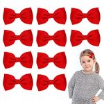 Sibba 10 Pieces Ribbon Hair Bows Alligator Clips Barrettes Ponytail Holder Cheerleading Christmas Party Hairpin Headwear Headpiece Styling Accessories for Women (Red)