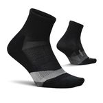 Feetures Elite Light Cushion Quarter Solid - Sport Sock with Targeted Compression - New Black, L (1 Pair)