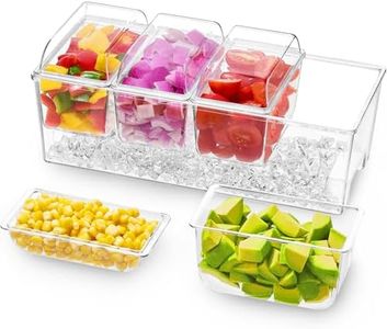 Lifewit Taco Bar Serving Set for Party with 4 x 20 oz Containers, Ice Chilled Condiment Caddy Organizer, Garnish Serving Tray Platter for Mimosa Bar Accessories, Fruit, Salad, Food