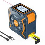 CIGMAN Digital Laser Tape Measure, CT-50 Laser Measure Device with LCD Backlit, Laser Point 50M Working Range, M/In/Ft Unit Switch, Retractable 3M Stainless Steel Tape, Rechargeable Battery Built-in