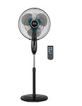 BLACK+DECKER BFSD116B 16" Oscillating Dual-Blade Stand Fan with Remote, Adjustable Height, Black