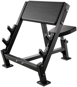 AOWINNOX Fitness Adjustable Arm Bicep Tricep Preacher Curl Bench and Machine，Seated Barbell Dumbbell Workout Equipment Station for Home Gym