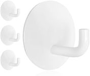 Rise age Adhesive Hooks Heavy Duty Waterproof in Shower Hooks for Hanging Loofah, Towels, Clothes for Bathroom Removable Adhesive Wall Hooks Door Hook Stainless Steel Stick on Hooks 4 Pcs (White)